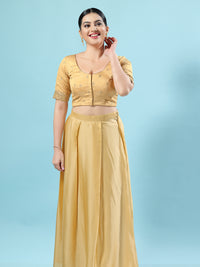 Dupion Silk Scallop Embroidery Sleeves Blouse