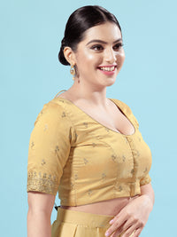 Dupion Silk Scallop Embroidery Sleeves Blouse