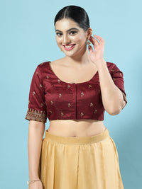 Dupion Silk Scallop Embroidery Sleeves Blouse