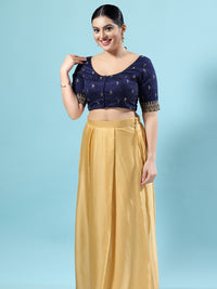 Dupion Silk Scallop Embroidery Sleeves Blouse