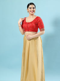 Dupion Silk Scallop Embroidery Sleeves Blouse