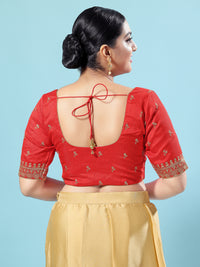 Dupion Silk Scallop Embroidery Sleeves Blouse