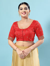 Dupion Silk Scallop Embroidery Sleeves Blouse