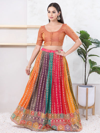 Tissue Lines Round Neck Occasion Wear Blouse