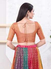 Tissue Lines Round Neck Occasion Wear Blouse