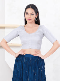 Tissue Lines Round Neck Occasion Wear Blouse