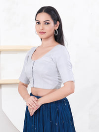 Tissue Lines Round Neck Occasion Wear Blouse