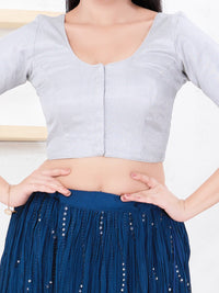 Tissue Lines Round Neck Occasion Wear Blouse