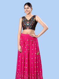 V Neck Multi Embroidery Sleeeveless Blouse
