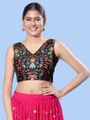 V Neck Multi Embroidery Sleeeveless Blouse