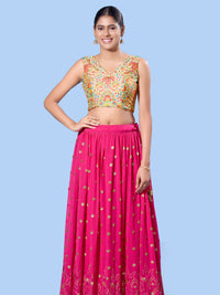 V Neck Multi Embroidery Sleeeveless Blouse