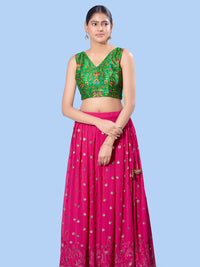V Neck Multi Embroidery Sleeeveless Blouse