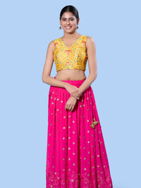 V Neck Multi Embroidery Sleeeveless Blouse