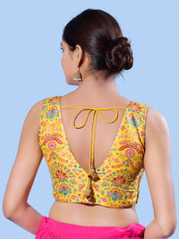 V Neck Multi Embroidery Sleeeveless Blouse