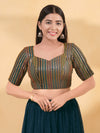 Armhole Cut Sequence Embroidery Elbow Blouse