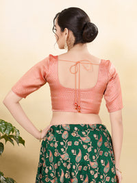 Zigzag Brocade Round Neck Front Open Core Blouse