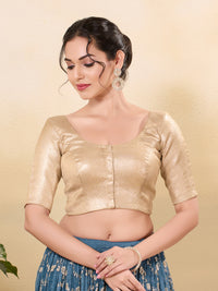 Zigzag Brocade Round Neck Front Open Core Blouse