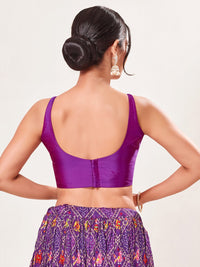Vamas Tafetta Silk Round Neck Thin Strap Sleeveless Blouse
