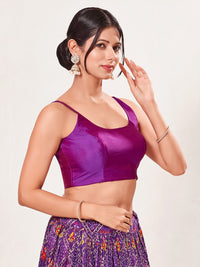 Vamas Taffeta Silk Round Neck Thin Strap Sleeveless Blouse