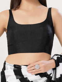 Vamas Tafetta Silk Round Neck Thin Strap Sleeveless Blouse