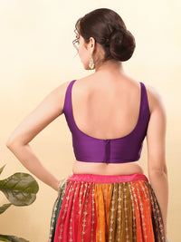 Vamas Taffeta Silk Round Neck Thin Strap Sleeveless Blouse