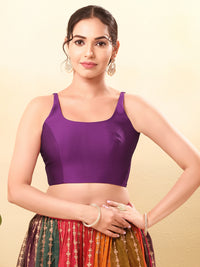 Vamas Taffeta Silk Round Neck Thin Strap Sleeveless Blouse