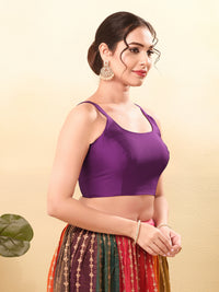 Vamas Tafetta Silk Round Neck Thin Strap Sleeveless Blouse