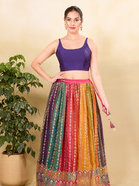 Vamas Taffeta Silk Round Neck Thin Strap Sleeveless Blouse