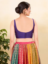 Vamas Taffeta Silk Round Neck Thin Strap Sleeveless Blouse
