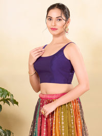 Vamas Taffeta Silk Round Neck Thin Strap Sleeveless Blouse