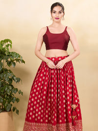 Vamas Taffeta Silk Round Neck Thin Strap Sleeveless Blouse