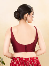 Vamas Tafetta Silk Round Neck Thin Strap Sleeveless Blouse