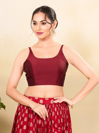 Vamas Taffeta Silk Round Neck Thin Strap Sleeveless Blouse