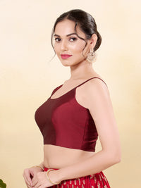 Vamas Tafetta Silk Round Neck Thin Strap Sleeveless Blouse