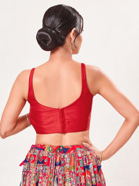 Vamas Taffeta Silk Round Neck Thin Strap Sleeveless Blouse
