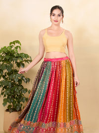 Vamas Tafetta Silk Round Neck Thin Strap Sleeveless Blouse