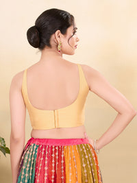 Vamas Taffeta Silk Round Neck Thin Strap Sleeveless Blouse