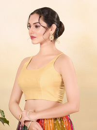 Vamas Tafetta Silk Round Neck Thin Strap Sleeveless Blouse