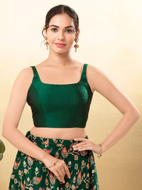 Vamas Tafetta Silk Round Neck Thin Strap Sleeveless Blouse