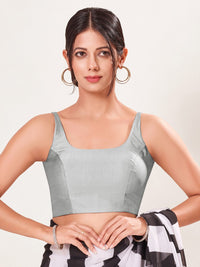Vamas Taffeta Silk Round Neck Thin Strap Sleeveless Blouse