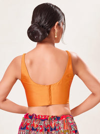 Vamas Taffeta Silk Round Neck Thin Strap Sleeveless Blouse