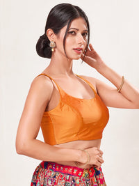 Vamas Tafetta Silk Round Neck Thin Strap Sleeveless Blouse