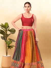 Vamas Tafetta Silk Round Neck Thin Strap Sleeveless Blouse