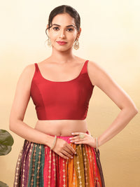 Vamas Taffeta Silk Round Neck Thin Strap Sleeveless Blouse