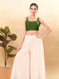 Vamas Tafetta Silk Round Neck Thin Strap Sleeveless Blouse