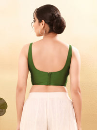 Vamas Tafetta Silk Round Neck Thin Strap Sleeveless Blouse