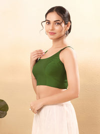 Vamas Taffeta Silk Round Neck Thin Strap Sleeveless Blouse