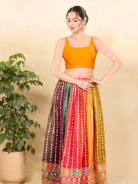 Vamas Tafetta Silk Round Neck Thin Strap Sleeveless Blouse
