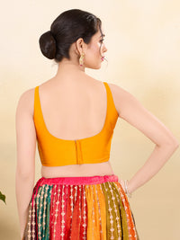 Vamas Taffeta Silk Round Neck Thin Strap Sleeveless Blouse