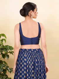 Vamas Tafetta Silk Round Neck Thin Strap Sleeveless Blouse